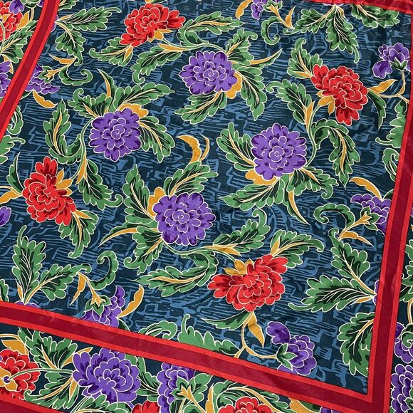 Oscar de la Renta Silk Scarf Floral Luxury Designer 80s Glam Grandma VINTAGE - Picture 5 of 5